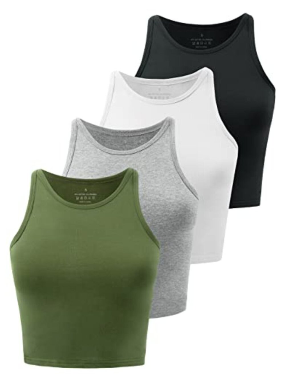 4 Pack Cotton Crop Tops Thin Straps Racerback Workout Yoga Tank Slim Fit